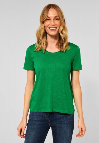 CECIL - Basic T-Shirt in Unifarbe in Cheeky Green
