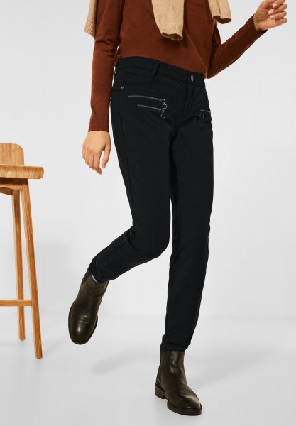 Street One - Slim Fit Hose mit Zippertaschen in Black