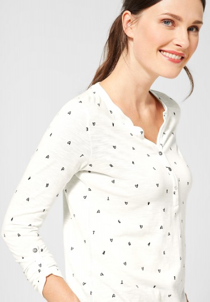 CECIL - Shirt mit Muster in Pure Off White
