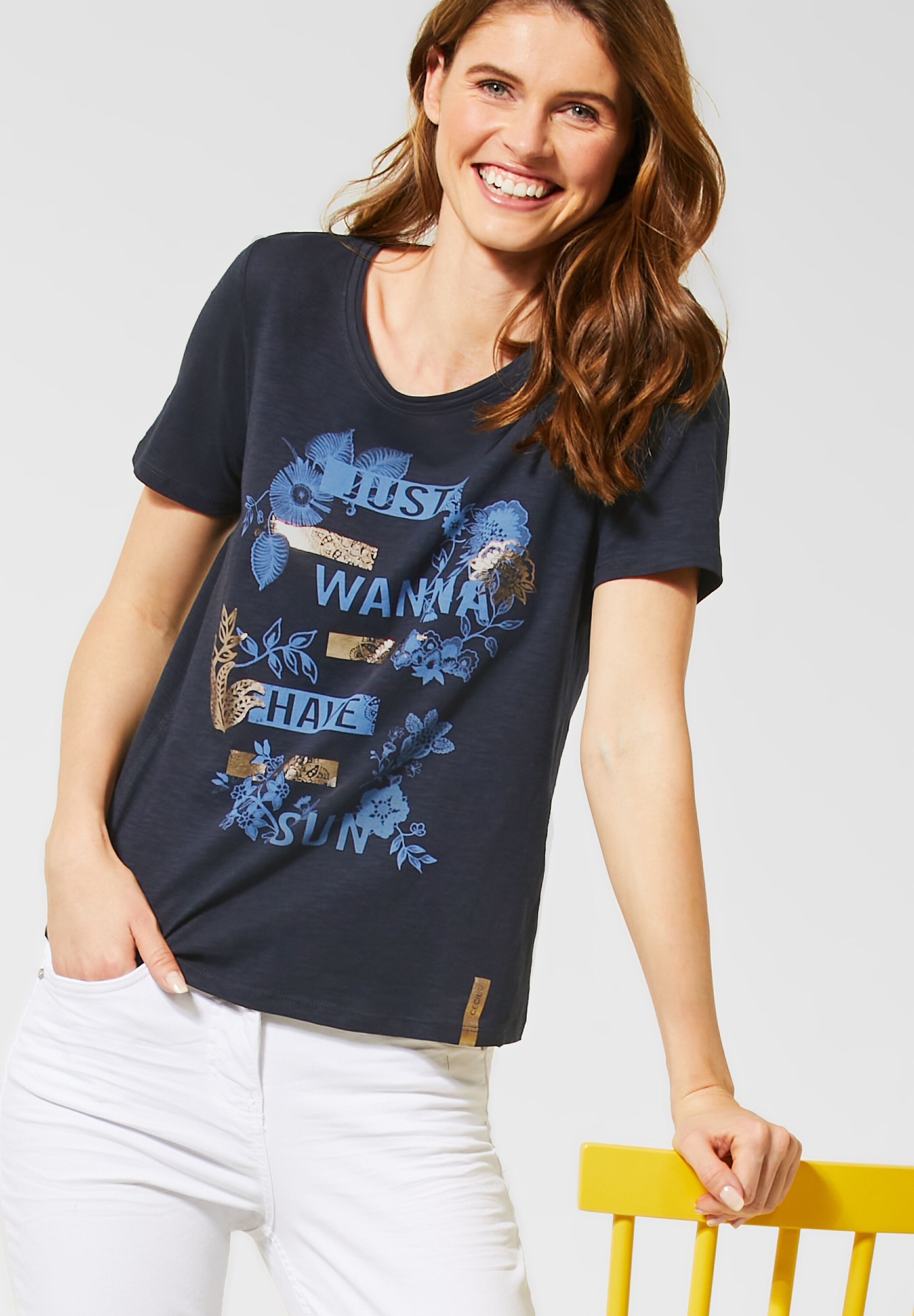 CECIL T-Shirt in B315158-30128 Deep - Mode Blue CONCEPT