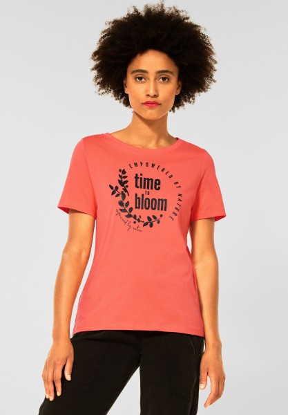 Street One - T-Shirt mit Partprint in Sunset Coral