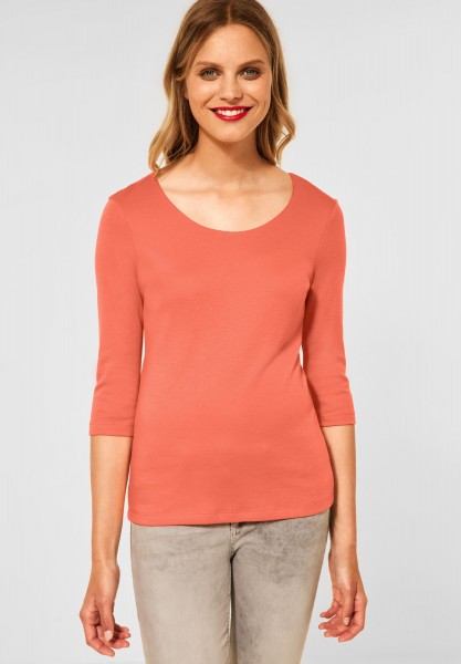 Street One - Shirt Pania in Unifarbe in Sunset Coral