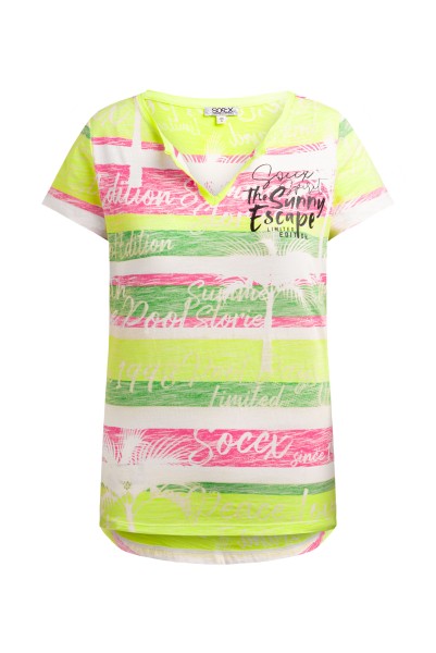 SOCCX T-Shirt mit Inside-Out Print in Neon Rainbow