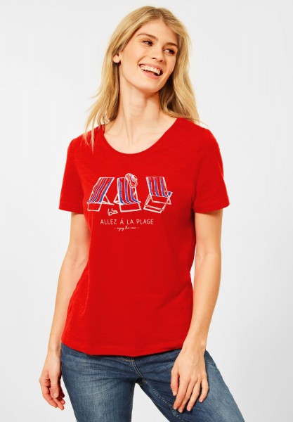CECIL - T-Shirt mit Fotoprint in Vibrant Red