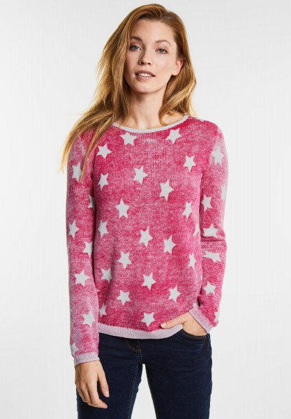 CECIL - Inside-Out Print Pullover in Bright Magenta