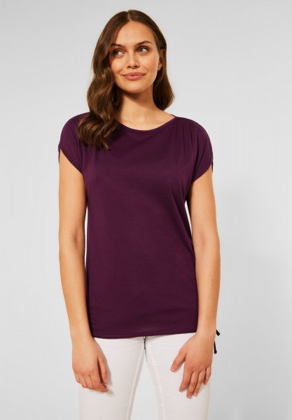 CECIL - T-Shirt in Unifarbe in Berry Juice Red
