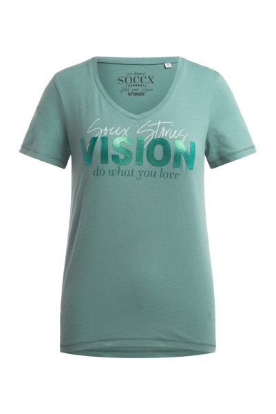 SOCCX T-Shirt mit V-Ausschnitt in Topaz
