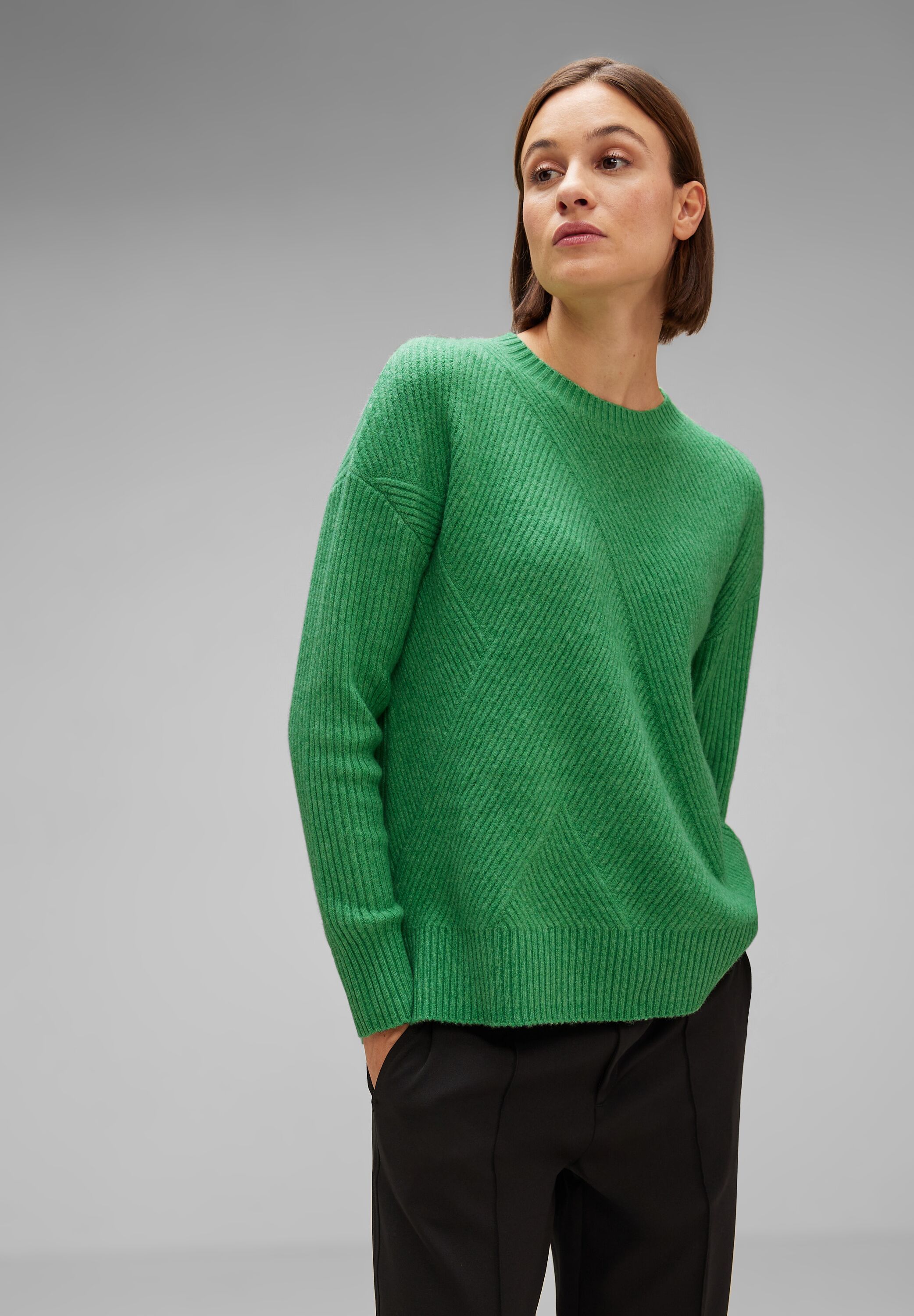 Street One Pullover in Fresh Gentle Green Melange im SALE reduziert  A302483-15288 - CONCEPT Mode