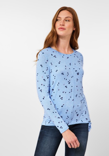 CECIL - Cosy Shirt mit Allover Print in Tranquil Blue Melange