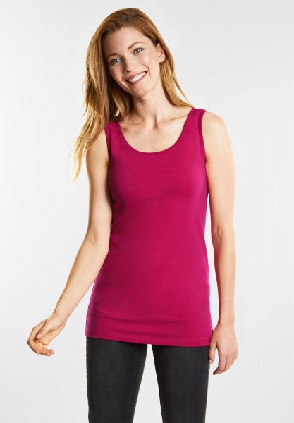 CECIL - Stretchiges Basic Longtop in Bright Magenta