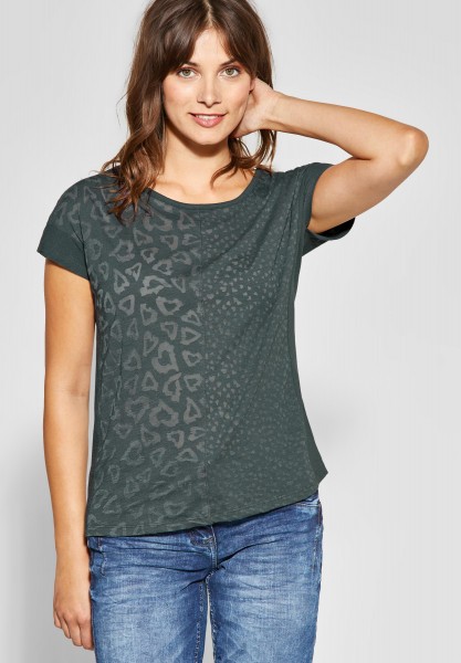 CECIL - Shirt mit Burn-Out Muster in Slate Green