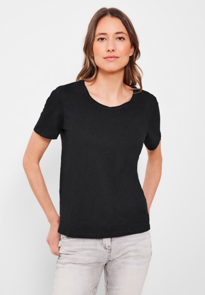 Cecil Unifarbendes Basic T Shirt in Black
