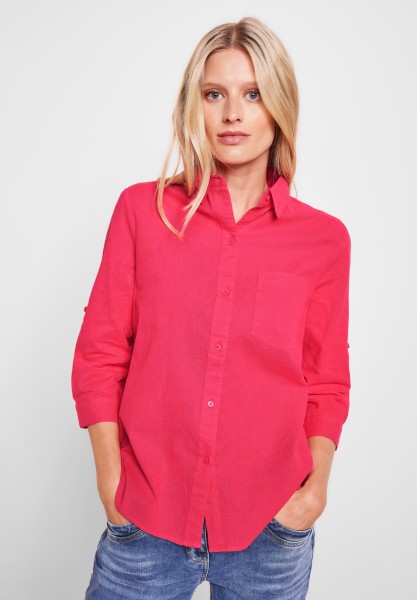 Cecil Unifarbene Leinenmix Bluse in Strawberry Red