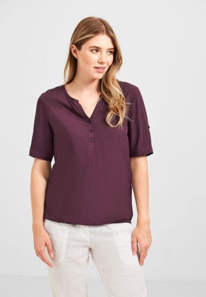 Cecil Unifarbene Basic Bluse in Wineberry Red