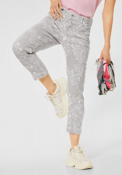 Street One - Casual Fit Hose mit Print in White