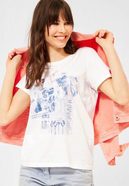 CECIL - T-Shirt mit Print in Pure Off White