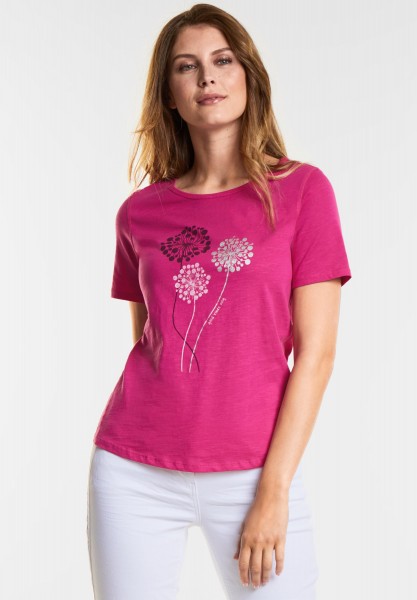 CECIL - Weiches Flower-Print T-Shirt in Galaxy Pink
