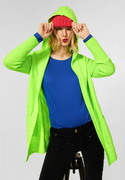 Street One - Cardigan im Hoodie Style in Shiny Apple Green Melange