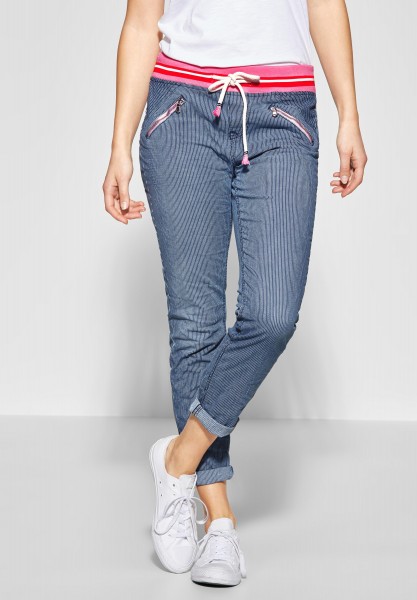 Street One - Denim-Style Hose Bonny in Striped Denim Authentic Washed