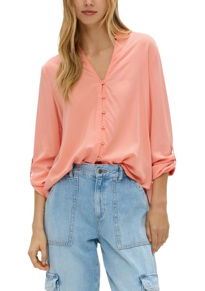 QS by s.Oliver Bluse mit V-Ausschnitt in Apricot
