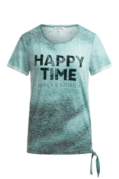 SOCCX Shirt mit Ausbrenner-Effekten und Pailletten-Artwork in Topaz