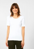 CECIL - T-Shirt in Unifarbe in White