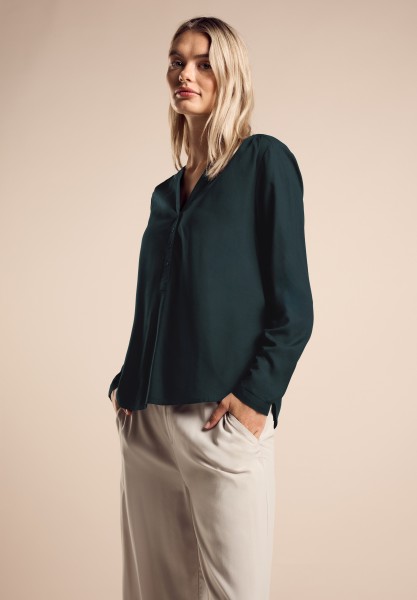 Street One Uni Basic Bluse in Hunter Green