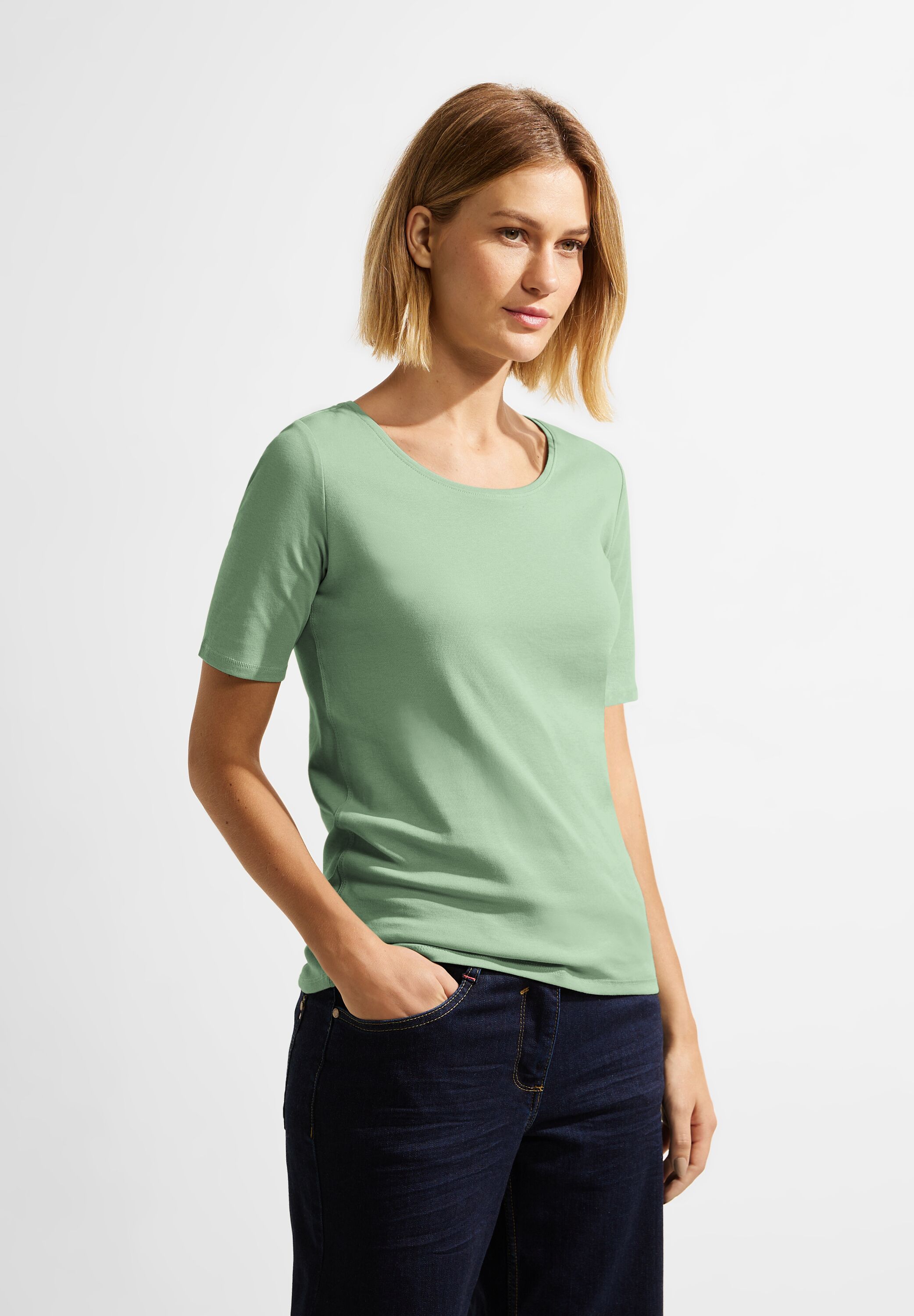CECIL T-Shirt Lena in Clear Sage Green B317516-15263 - CONCEPT Mode