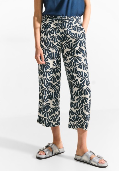 Cecil Print Viskose Hose in Dark Petrol Blue