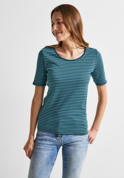 Cecil T-Shirt mit Streifenmuster in Deep Lake Green