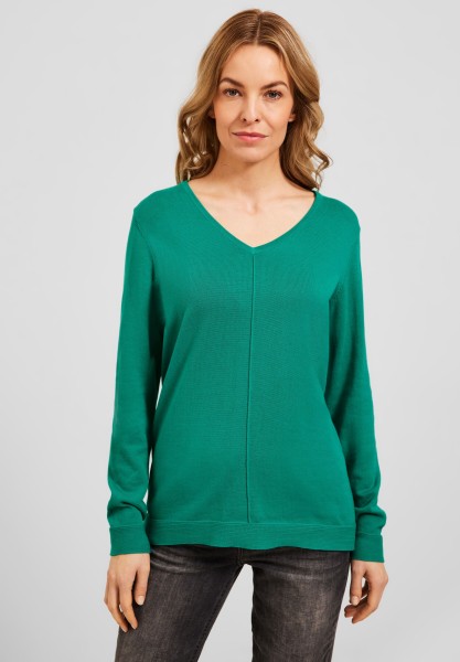 CECIL - Pullover mit V-Ausschnitt in Smaragd Green