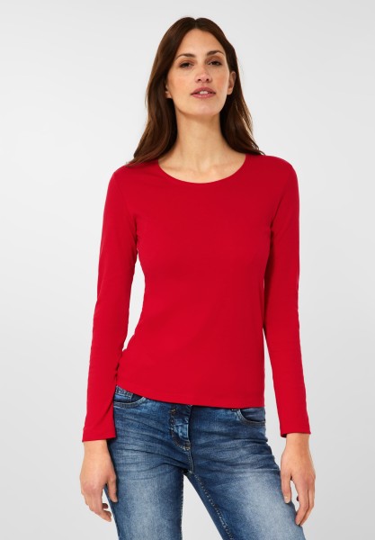 CECIL - Basic Langarmshirt in Strong Red