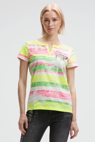 SOCCX T-Shirt mit Inside-Out Print in Neon Rainbow