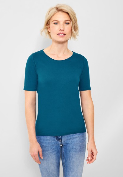Cecil T-Shirt einfarbig in Teal Blue
