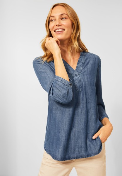 CECIL - Lyocell Blouse in Mid Blue Wash