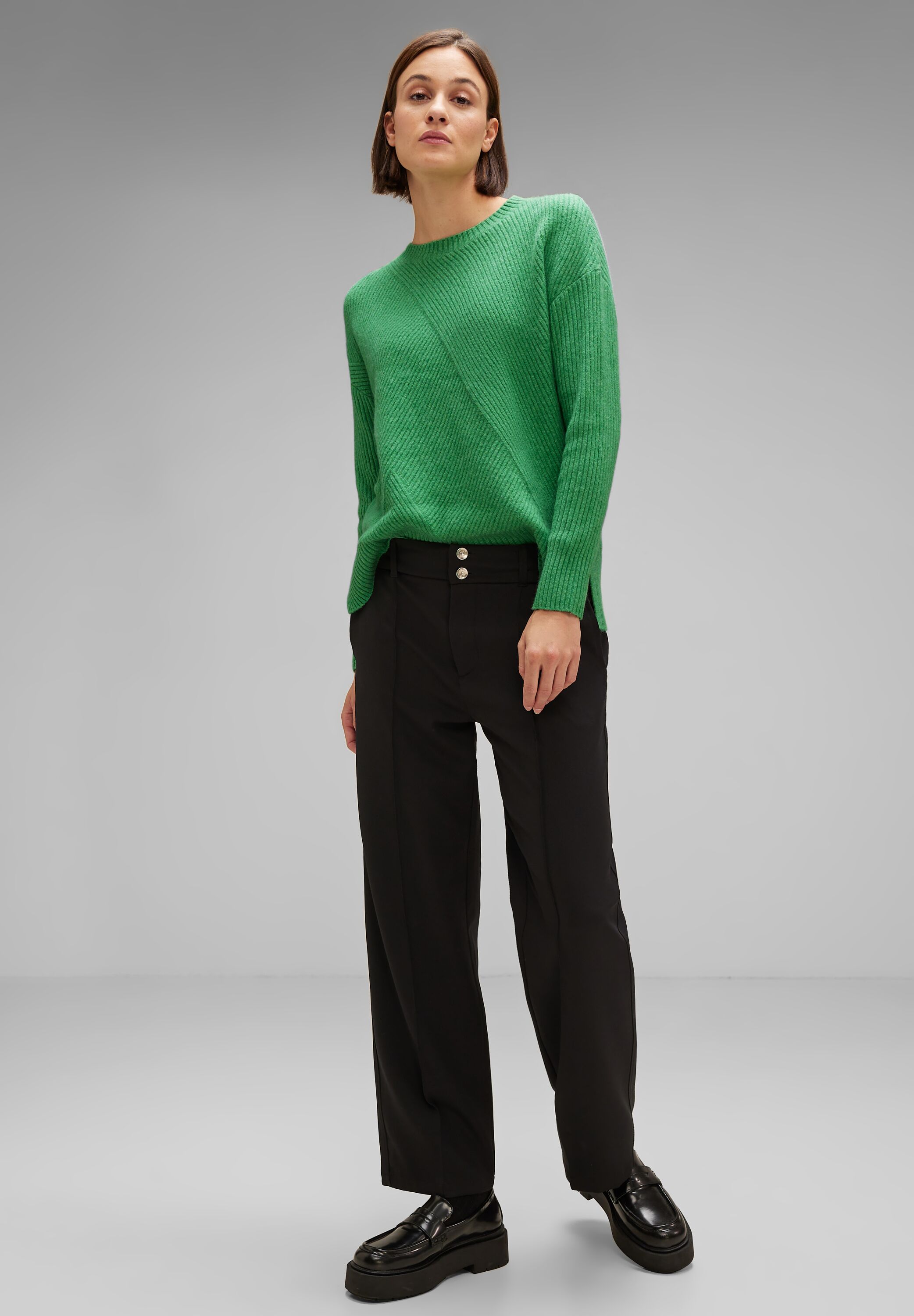 Street One Pullover in Fresh Gentle Green Melange im SALE reduziert  A302483-15288 - CONCEPT Mode | V-Shirts