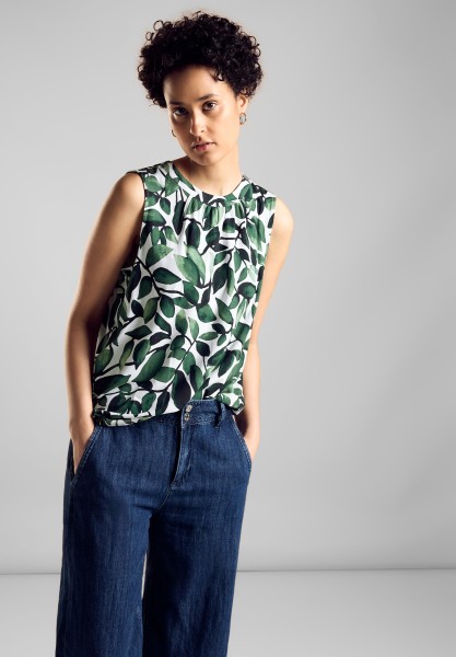 Street One Jersey Top mit Print in Cool Vintage Green