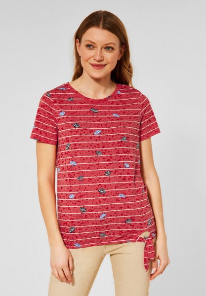 CECIL - T-Shirt mit Print in Burn Out Red