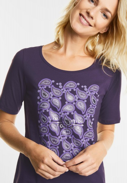 CECIL - Shirt mit Paisley Frontprint in Dark Purple