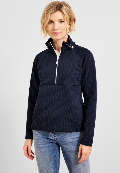CECIL - Troyer Sweatshirt mit Zipper in Deep Blue