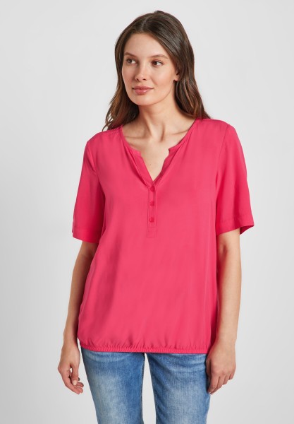 Cecil Unifarbene Basic Bluse in Strawberry Red