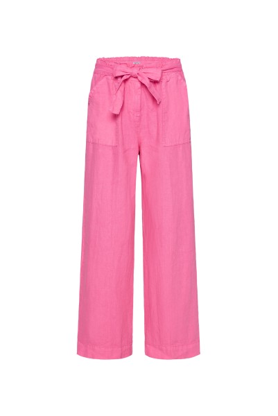 SOCCX Culotte aus Leinen mit Bindegürtel in Floral Pink