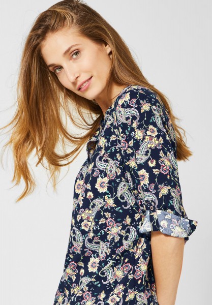 CECIL - Bluse mit Paisley-Muster in Deep Blue