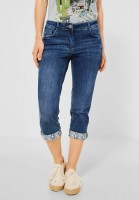 CECIL - Loose Fit Jeans mit Turn Up in Mid Blue Wash