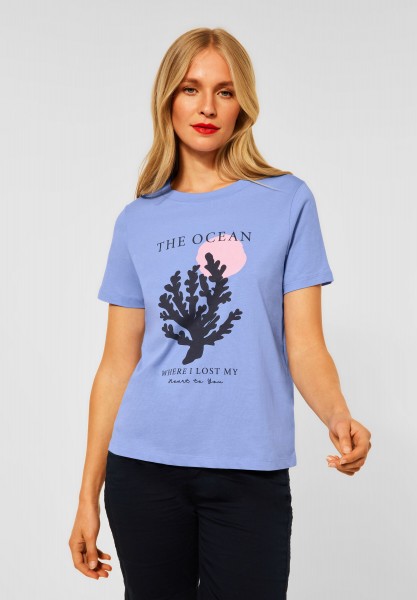 Street One - T-Shirt mit Partprint in Delight Blue