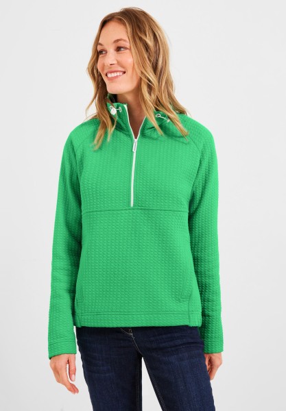 CECIL - Troyer Sweatshirt mit Zipper in Smash Green