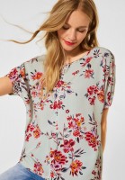 Street One - Bluse mit Blumen Print in Light Shadow Green
