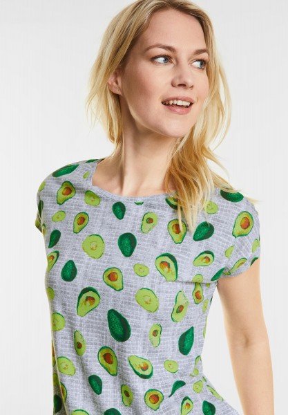 CECIL - Avocado Print Shirt in Cool Silver