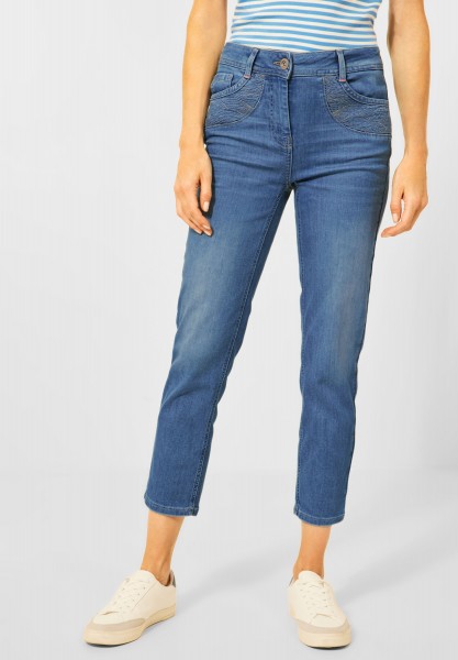 CECIL - Slim Fit Jeans mit Stickerei in Light Blue Wash