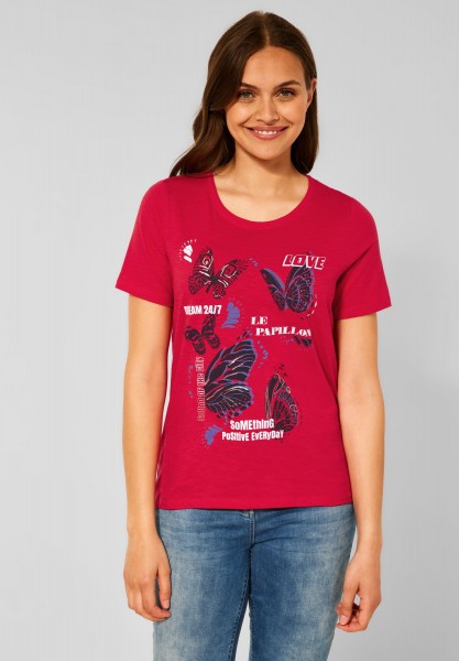 CECIL - T-Shirt mit Fotoprint in Hot Red